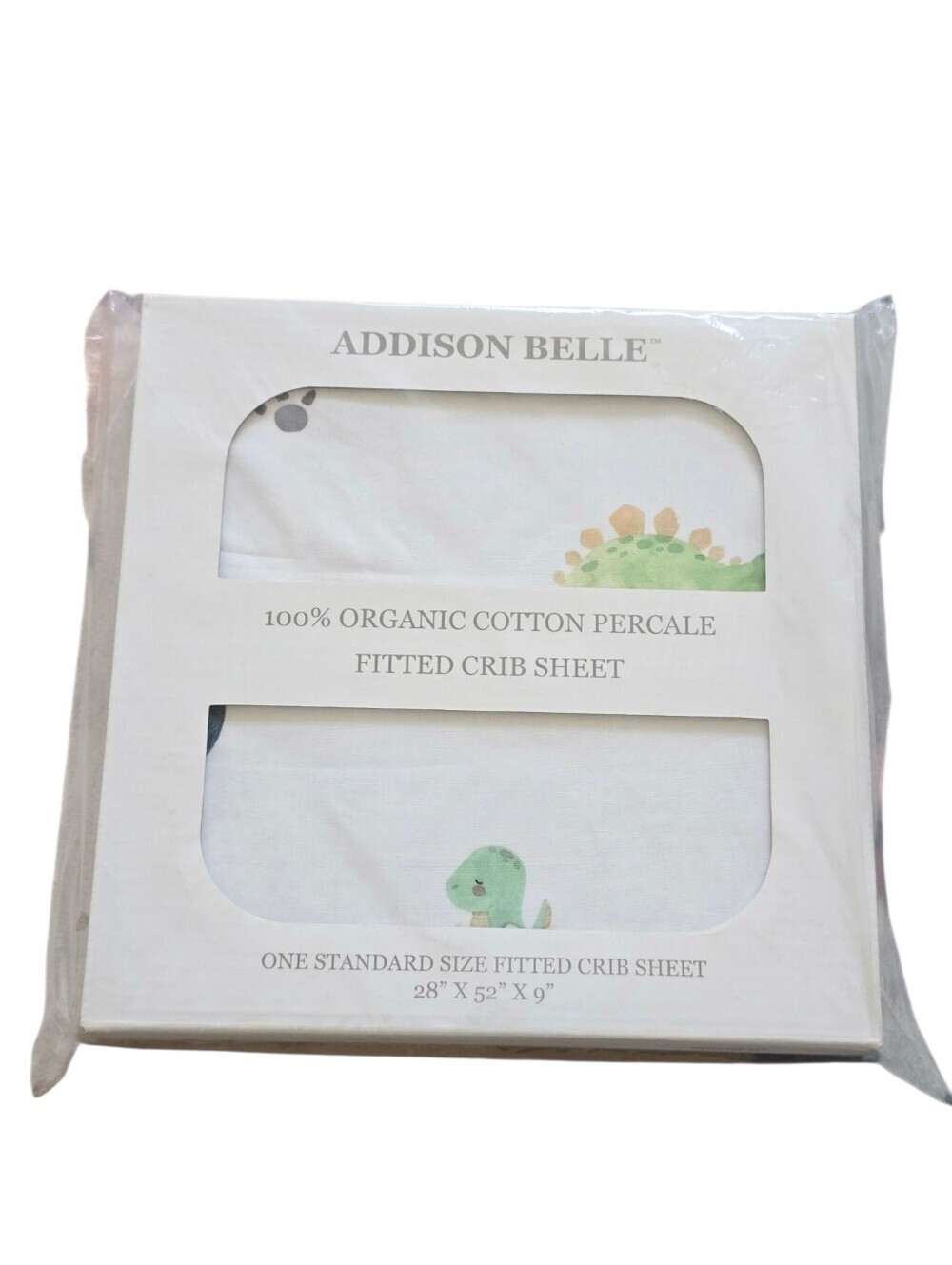 ADDISON BELLE Organic Cotton Dinosaurs Fitted Crib Sheets And Two Pillow Cases